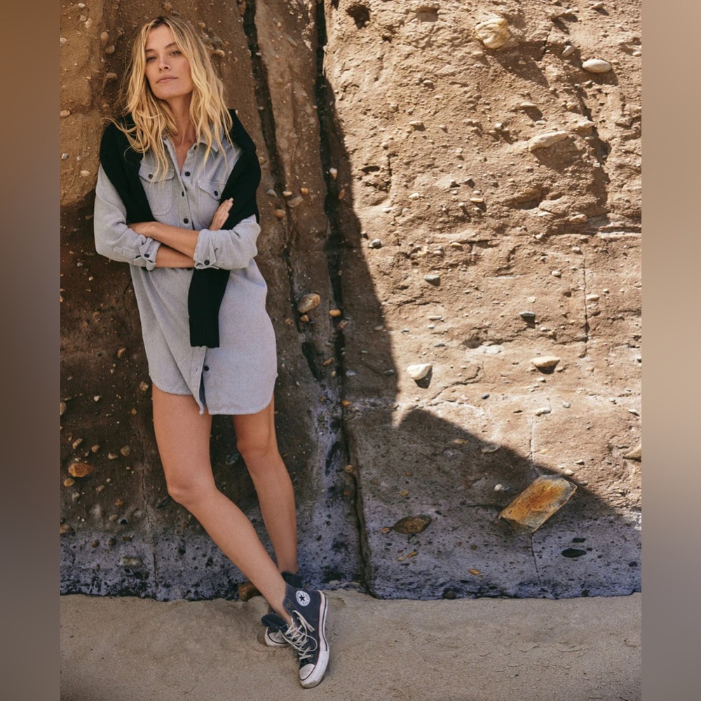 Outerknown blanket shirt dress Heather grey NWT szM